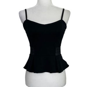 bebe Black Peplum Camisole with Slim Straps